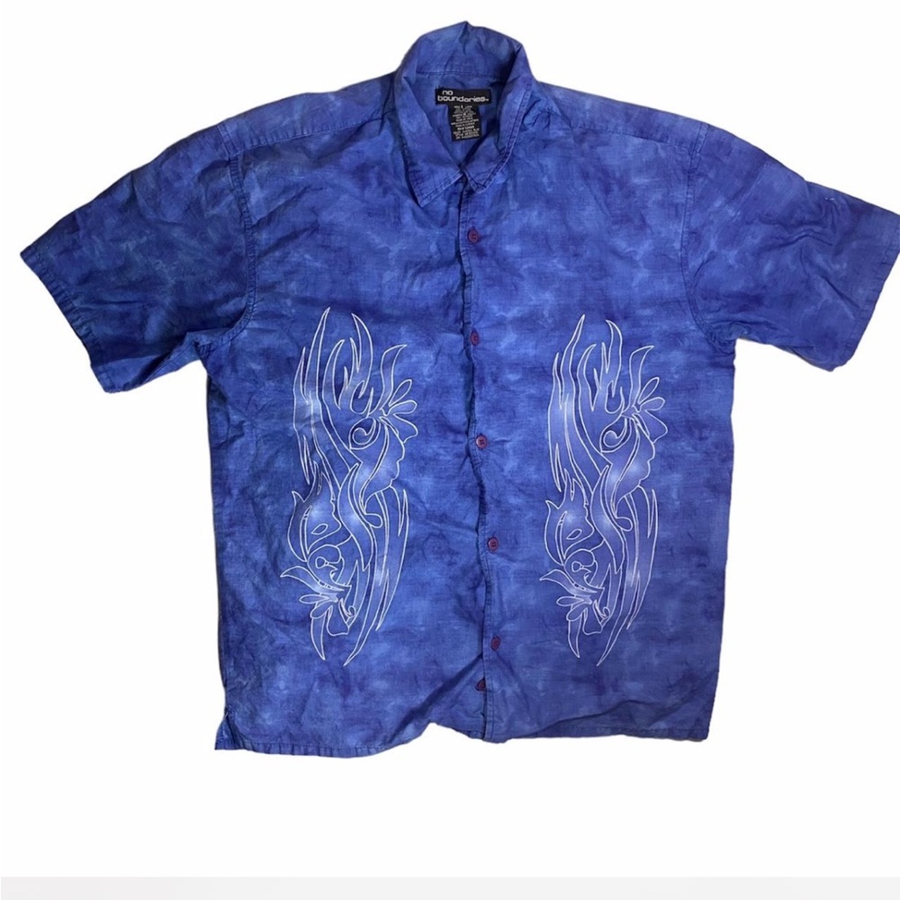 No Boundaries Blue Graphic Men's Button Down Shirt